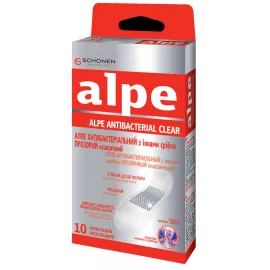 Alpe, пластир, прозорий, антибактеріальний, з іонами срібла, класичний, 76 х 19 мм, №10 | интернет-аптека Farmaco.ua