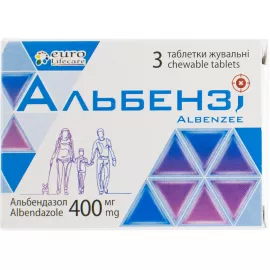 Альбензи, таблетки жевательные, 400 мг, №3 | интернет-аптека Farmaco.ua