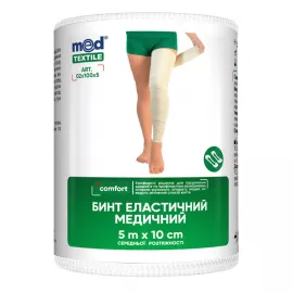 MedTextile, бинт еластичний, медичний, середньої розтяжності, 5 м х 10 см, 02 х 100 х 5 | интернет-аптека Farmaco.ua