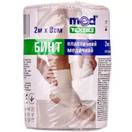 MedTextile, бинт еластичний, медичний, середньої розтяжності, 2 м х 8 см, 02 х 80 х 2 | интернет-аптека Farmaco.ua
