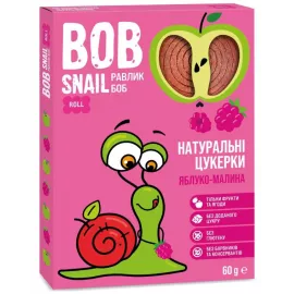 Bob Snail, цукерки натуральні, з яблуком та малиною, 60 г | интернет-аптека Farmaco.ua