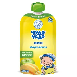 Чудо-Чадо, пюре без сахара, с яблоком и бананом, 90 г | интернет-аптека Farmaco.ua