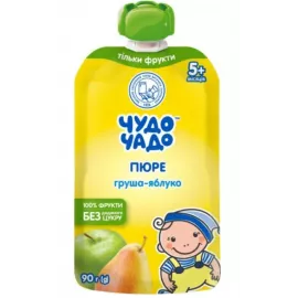 Чудо-Чадо, пюре без цукру, з яблуком та грушею, 90 г | интернет-аптека Farmaco.ua