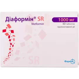 Діаформін® SR, таблетки пролонгованої дії, 1000 мг, №60 | интернет-аптека Farmaco.ua