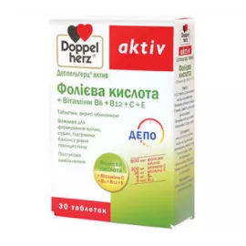 Доппельгерц® Актив Фолиевая кислота + Б6 + Б12 + С + Е, таблетки, №30 | интернет-аптека Farmaco.ua