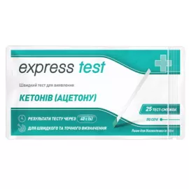 Express Test, тест-полоска для выявления кетонов (ацетона) в моче, №25 | интернет-аптека Farmaco.ua