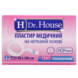 H Dr. House, пластир, на нетканній основі, картонна коробка, 1.25 см x 500 см, №1 | интернет-аптека Farmaco.ua