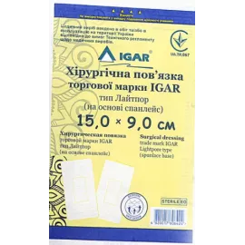 Igar, хирургическая повязка лайтпор, на основе спанлейс, 15 х 9 см | интернет-аптека Farmaco.ua