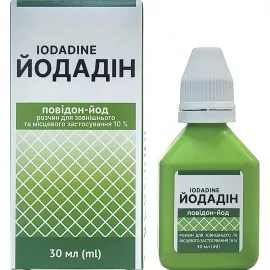Йодадін, розчин для зовнішнього та місцевого застосування, флакон 30 мл, 10% | интернет-аптека Farmaco.ua