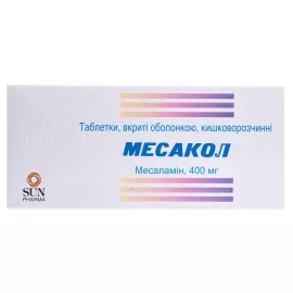 Месакол, таблетки вкриті оболонкою кишковорозчинні, 400 мг, №50 (10х5) | интернет-аптека Farmaco.ua