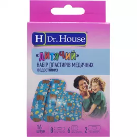 Н Dr. House Детский, набор: пластырь, медицинский, водонепроницаемый, №16 | интернет-аптека Farmaco.ua