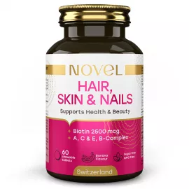 Novel Волосся, Шкіра та Нігті, таблетки жувальні зі смаком банану, №60 | интернет-аптека Farmaco.ua