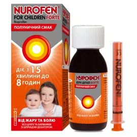 Нурофен Форте для детей, суспензия со вкусом клубники, 100 мл | интернет-аптека Farmaco.ua