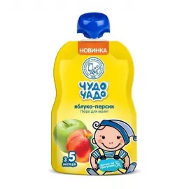 Чудо-Чадо, пюре с сахаром, с яблоком и персиком, 90 г | интернет-аптека Farmaco.ua