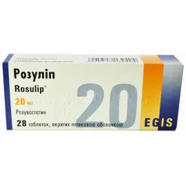 Розуліп®, таблетки вкриті плівковою оболонкою, 20 мг, №28 (7х4) | интернет-аптека Farmaco.ua