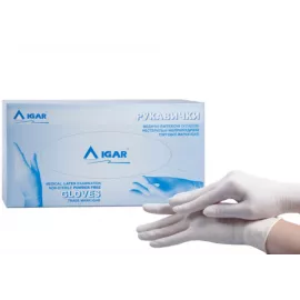Igar, перчатки, латексные, смотровые, нестерильные, припудренные, текстурированные, размер L (8-9), №100 (50 пар) | интернет-аптека Farmaco.ua
