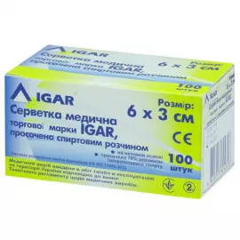 Igar, салфетка, спиртовая, 6 х 3 см, №100 | интернет-аптека Farmaco.ua