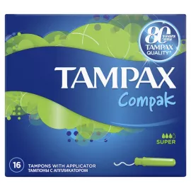 Tampax Compak Super, тампони, №16 | интернет-аптека Farmaco.ua