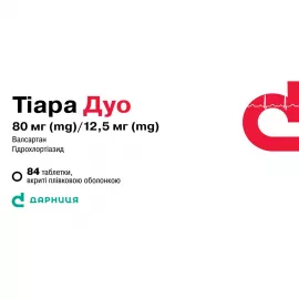 Тіара Дуо, таблетки вкриті оболонкою, 80 мг/12.5 мг, №84 (14х6) | интернет-аптека Farmaco.ua