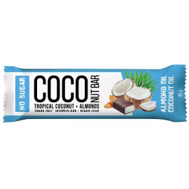 Здоровий перекус Coconut Bar, батончик-мюслі без цукру с кокосом та мигдалем у шоколадній глазурі, 40 г | интернет-аптека Farmaco.ua